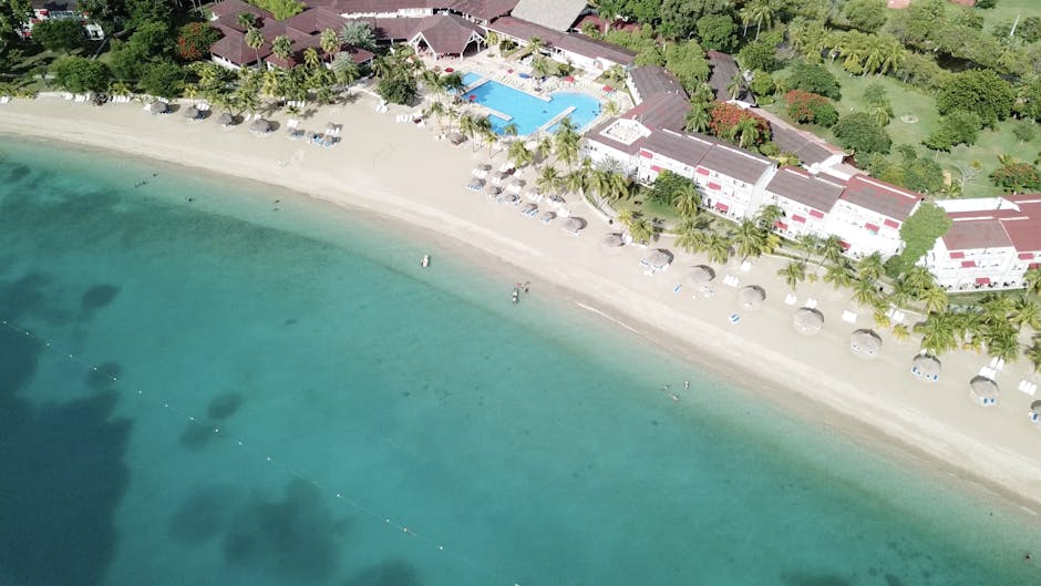 Beautiful beachfront all-inclusive resort with turquoise Caribbean waters