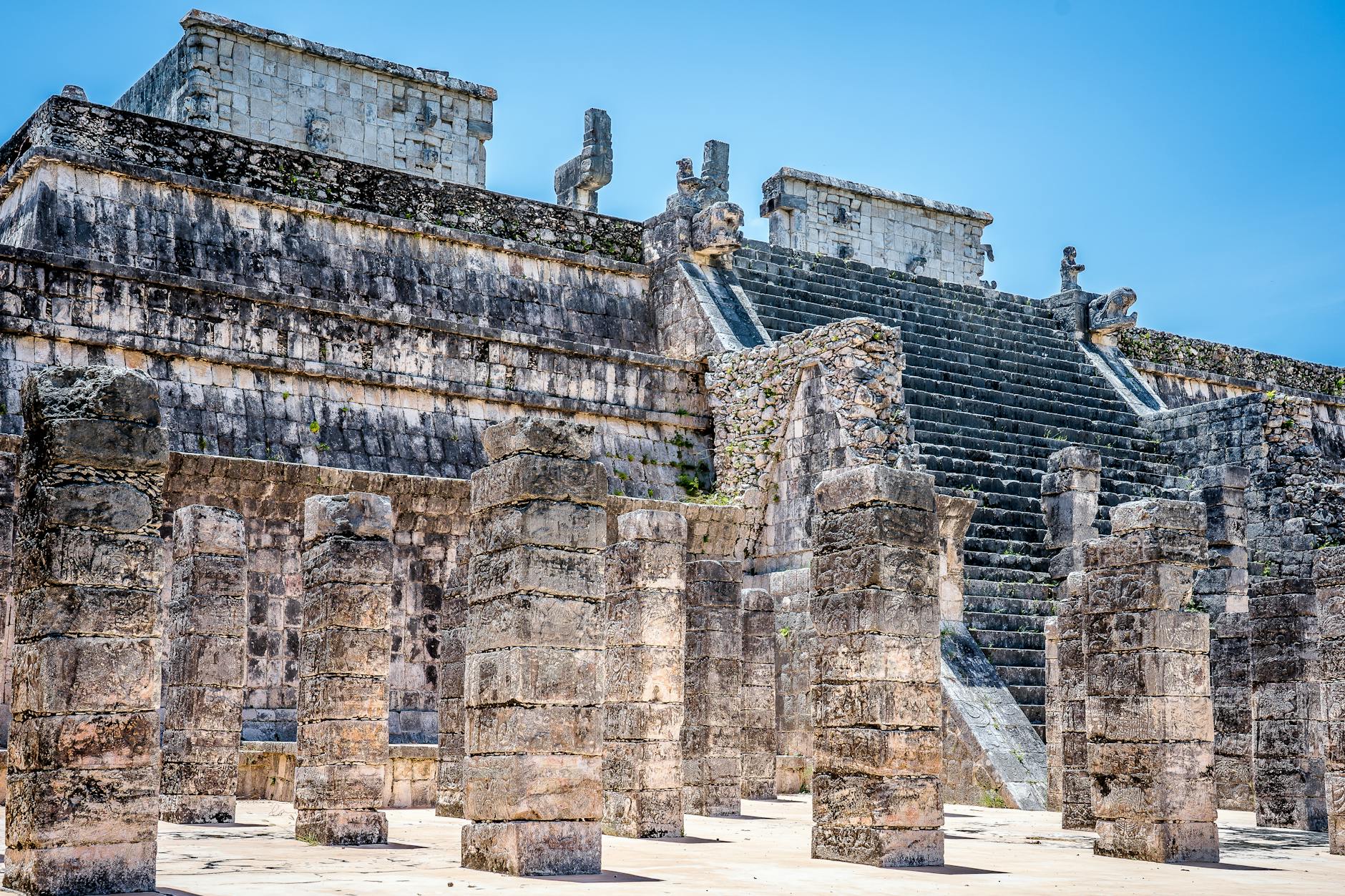 Ancient Mayan temple ruins surrounded by jungle in Belize