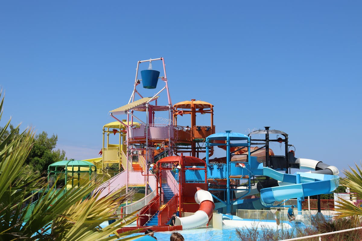 Colorful waterpark slides at kid-friendly Punta Cana all-inclusive resort