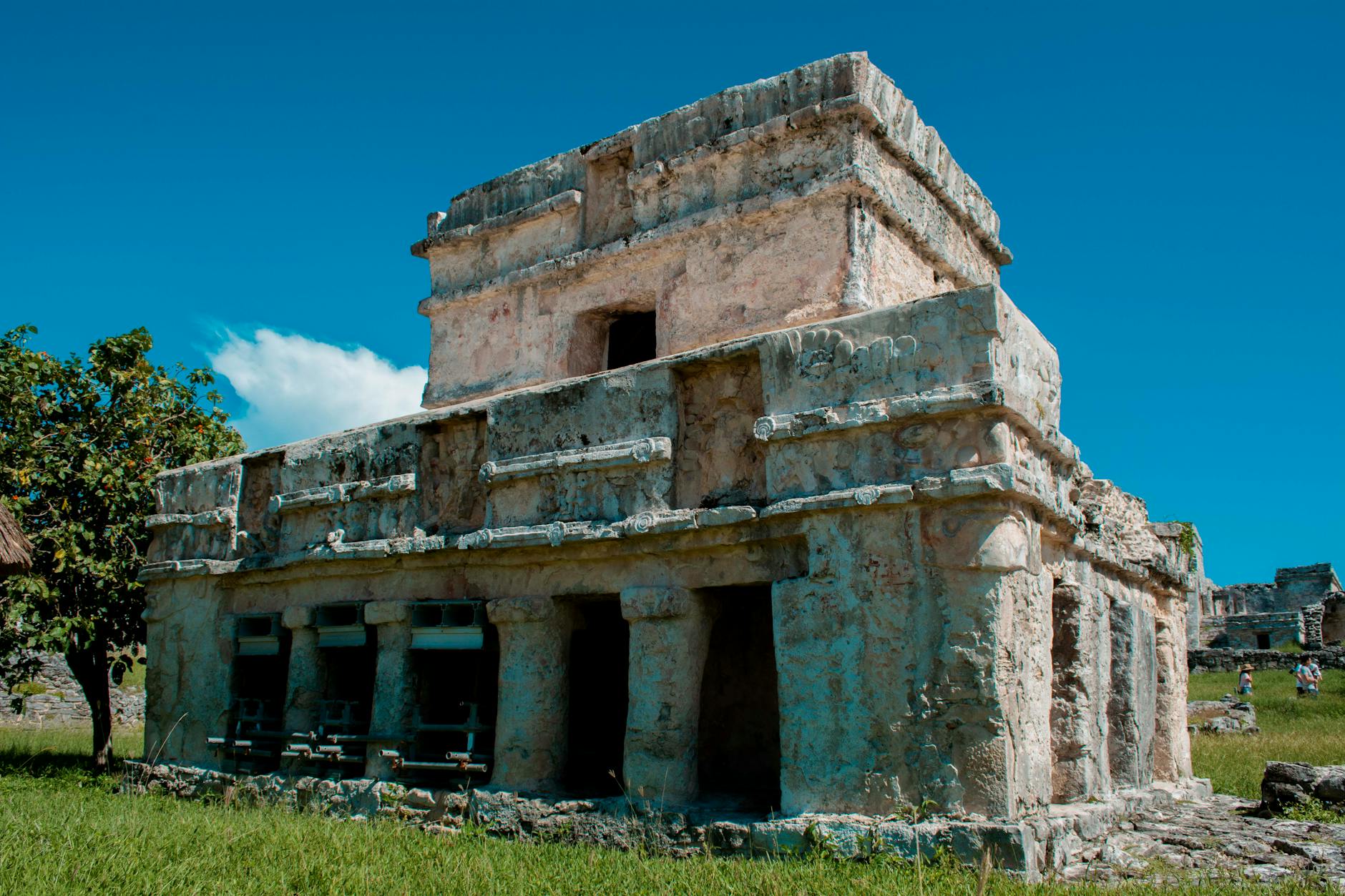 Tulum Mayan ruins on a cliff overlooking the Caribbean Sea, a 45-minute drive from Riviera Maya resorts