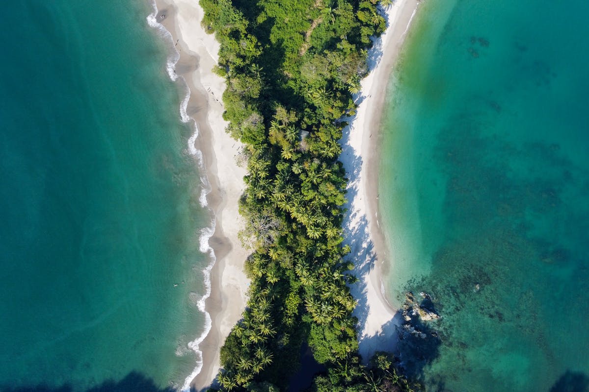 Aerial view of Manuel Antonio coastline in Costa Rica