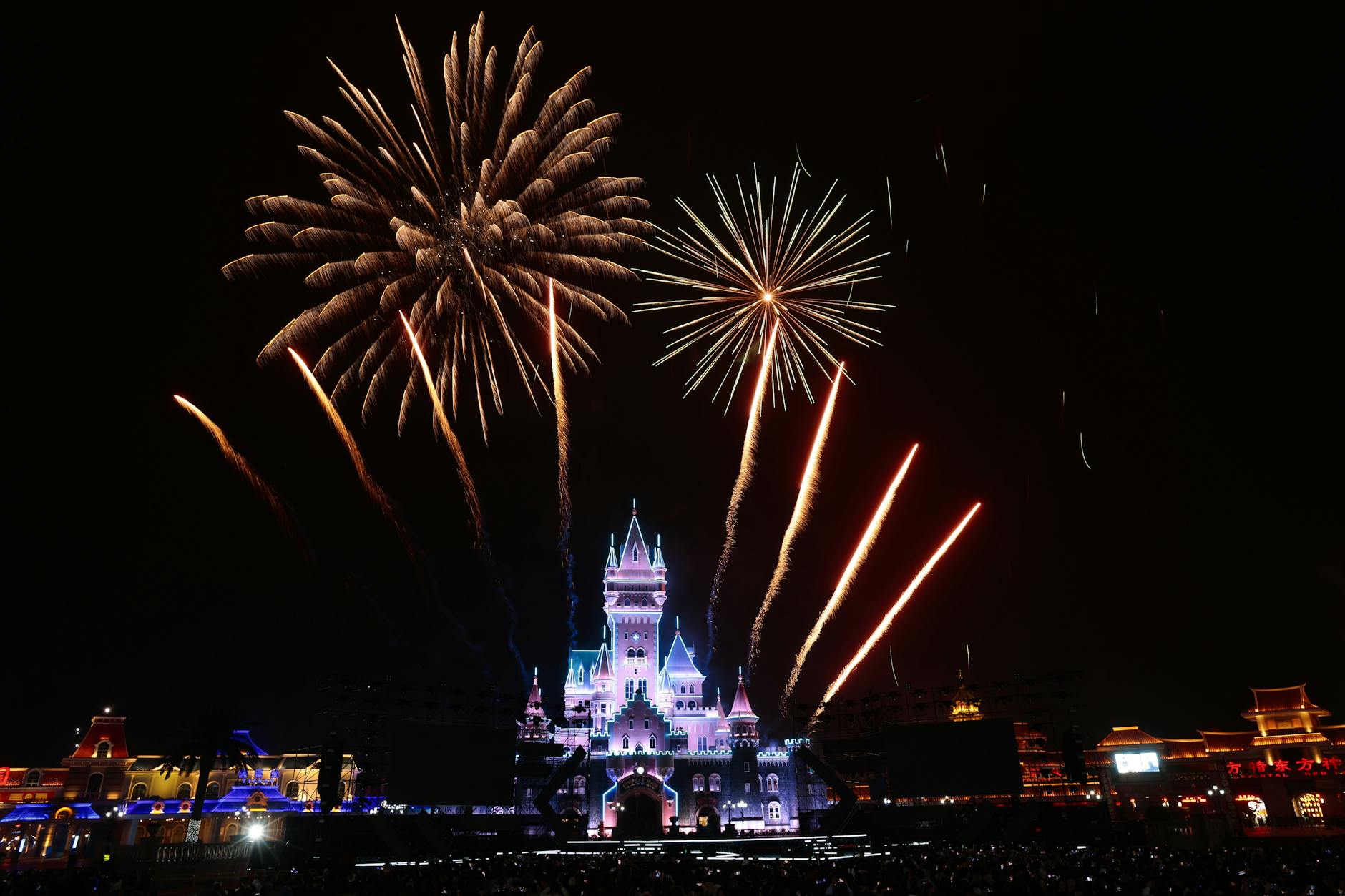 Fireworks over the Cinderella Castle at Walt Disney World for the parks-side first-timer family option