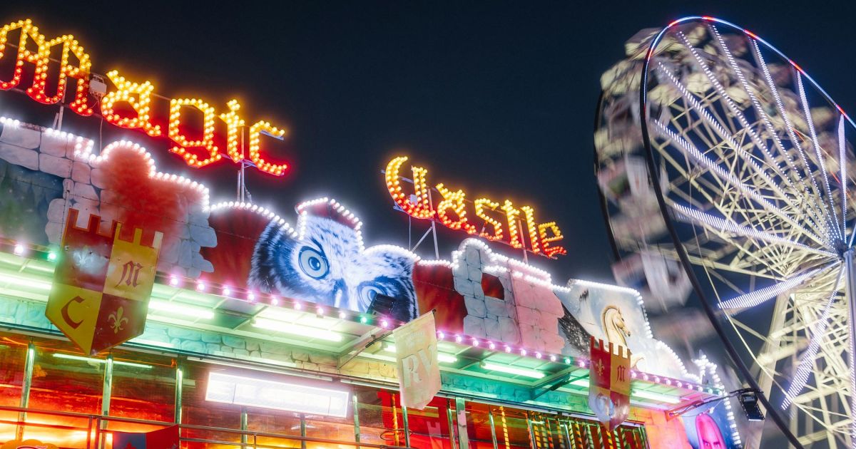 Spectacular fireworks display over Disneyland castle at night