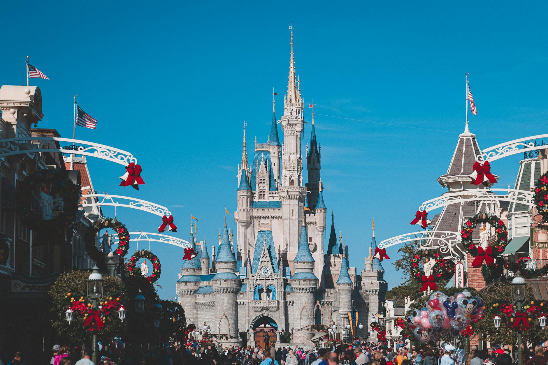 Cinderella Castle at Disney World Magic Kingdom, Orlando, a Disneyland Paris vs Disney World comparison landmark