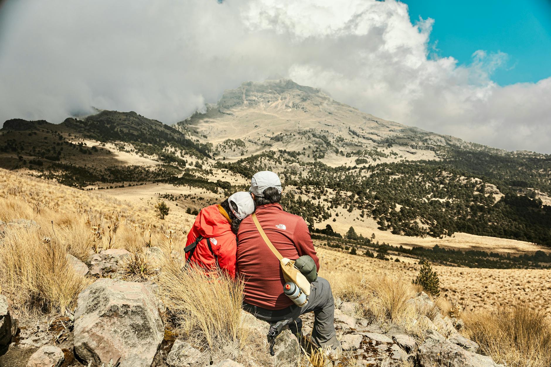 Family with kids hiking a trail at a national park vacation spot