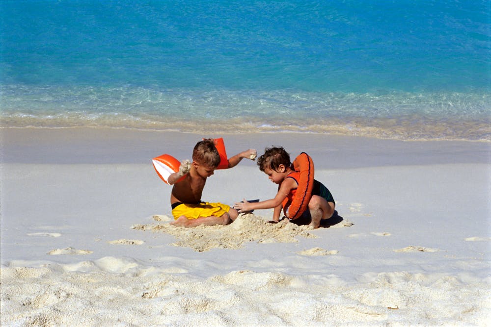 Family enjoying Caribbean beach vacation