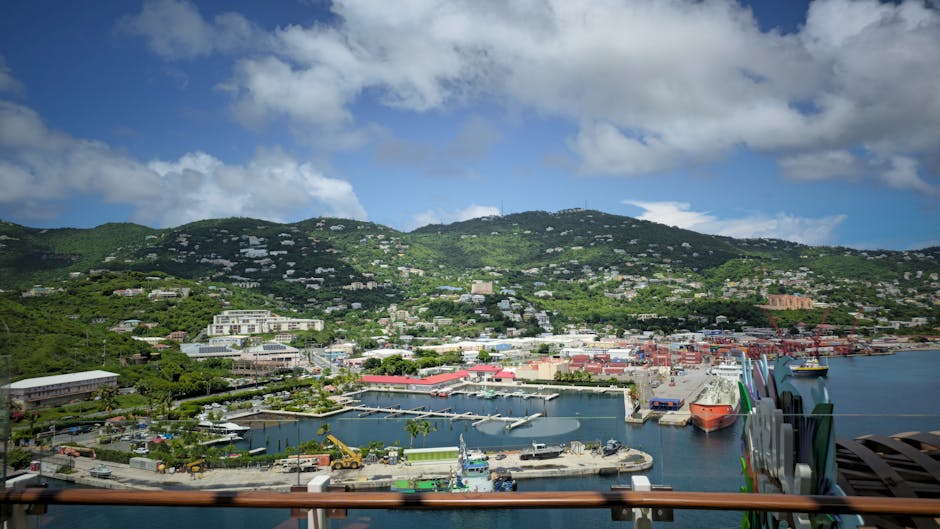 Scenic view of Charlotte Amalie harbor in St. Thomas with cruise ships