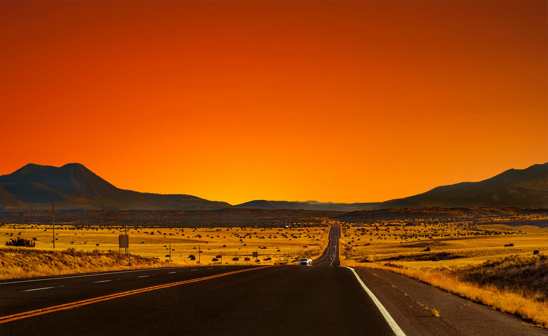Scenic Arizona highway at sunset perfect for a US family road trip